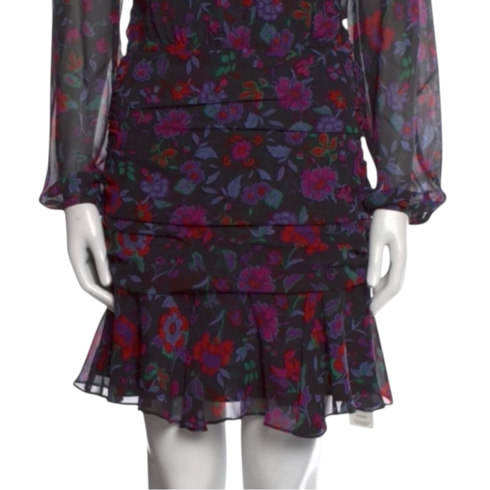 VERONICA BEARD Robin Dress 100% Silk in Black/Multi-colored Floral Size 2 - Picture 6 of 11